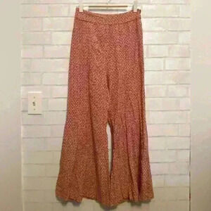 Maeve by Anthropology size 0 red white floral rayon flare side zip pants